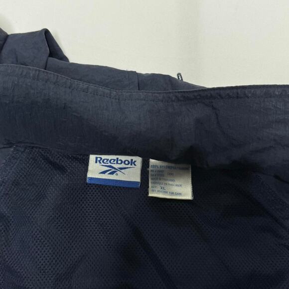 Reebok Navy Windbreaker Jacket XL Vintage Hooded Full Zip - Picture 4 of 6